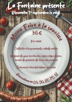 Menu foire a la saucisse